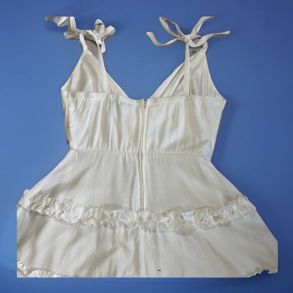 Trixxi Mini Dress Womens M Shoulder Straps White Tiered Ruffles Cottagecore - Picture 9 of 14